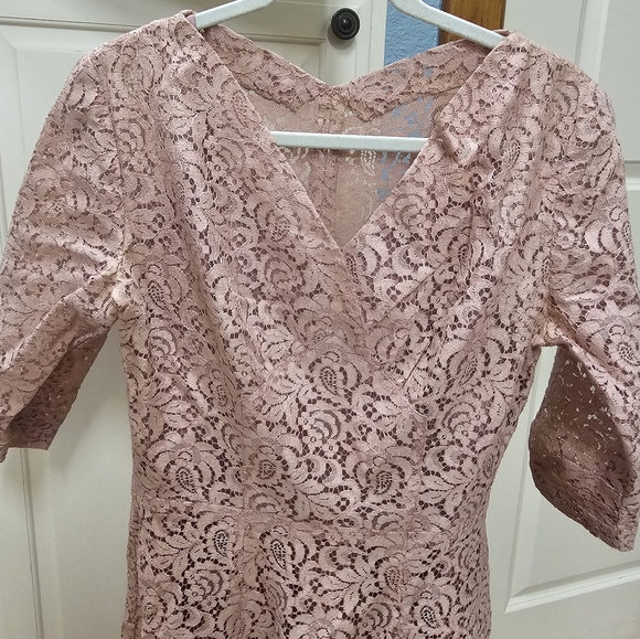 Blush Pink Floral Lace Ruffle Bell 3/4 Sleeve - Picture 1 of 12